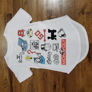 Womens Monopoly print white short sleeve tshirt size XS